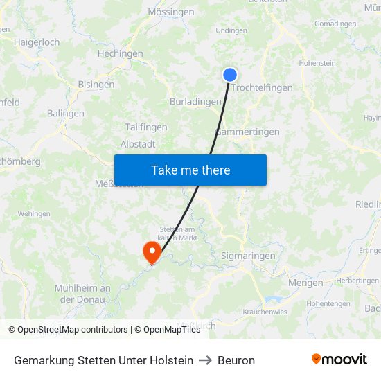 Gemarkung Stetten Unter Holstein to Beuron map