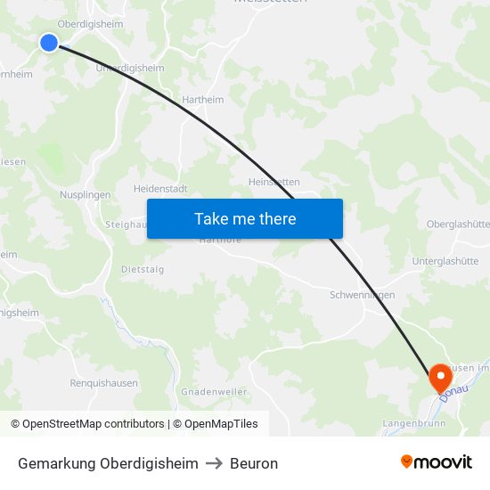 Gemarkung Oberdigisheim to Beuron map