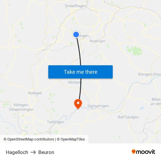 Hagelloch to Beuron map