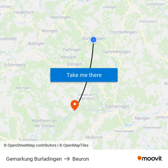 Gemarkung Burladingen to Beuron map