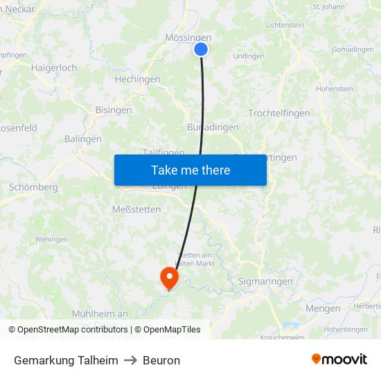 Gemarkung Talheim to Beuron map