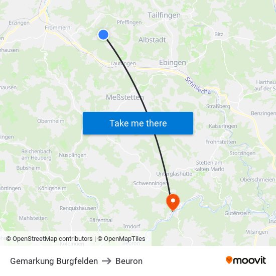 Gemarkung Burgfelden to Beuron map