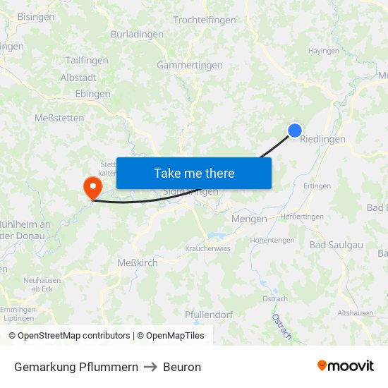 Gemarkung Pflummern to Beuron map