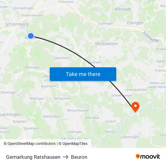 Gemarkung Ratshausen to Beuron map