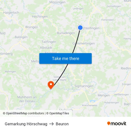 Gemarkung Hörschwag to Beuron map