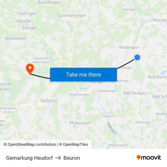 Gemarkung Heudorf to Beuron map