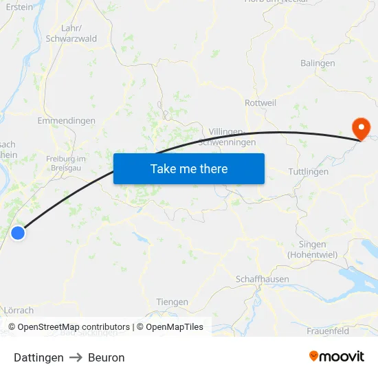 Dattingen to Beuron map
