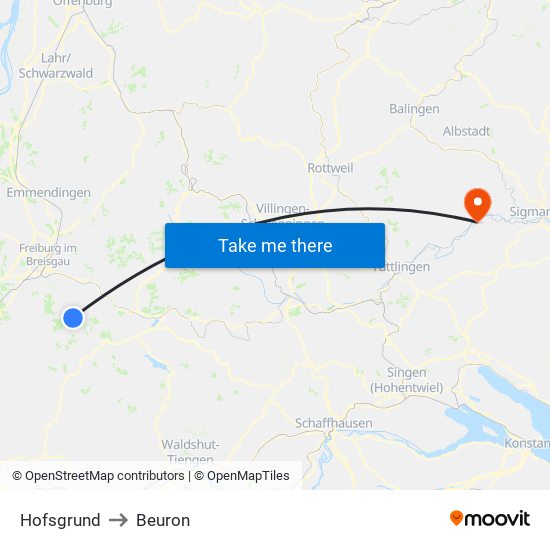 Hofsgrund to Beuron map