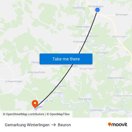 Gemarkung Winterlingen to Beuron map