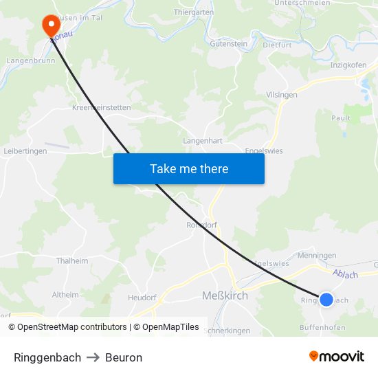 Ringgenbach to Beuron map