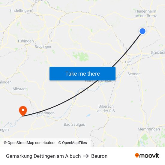 Gemarkung Dettingen am Albuch to Beuron map