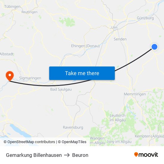 Gemarkung Billenhausen to Beuron map