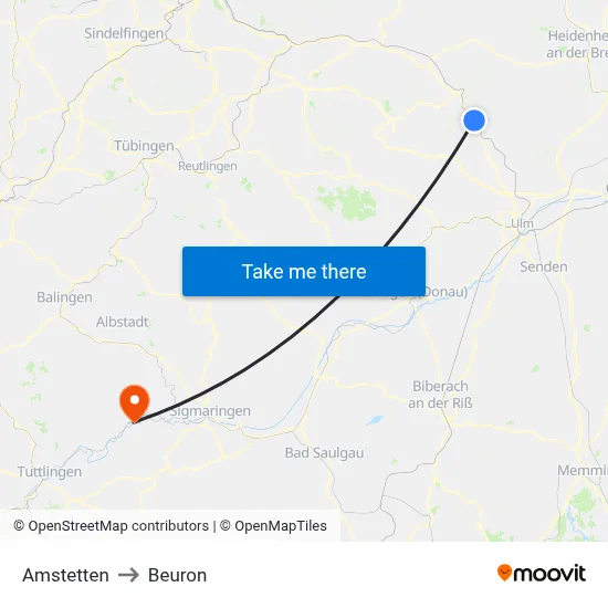 Amstetten to Beuron map
