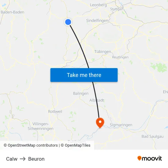 Calw to Beuron map