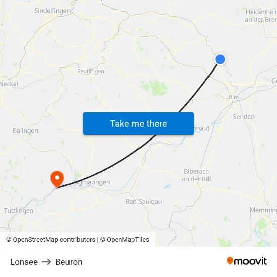 Lonsee to Beuron map