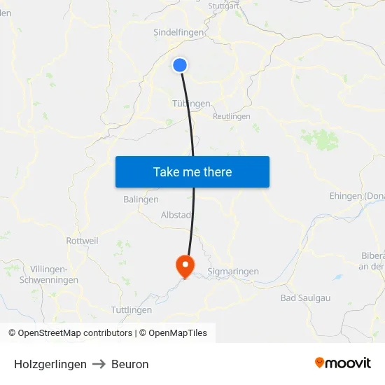 Holzgerlingen to Beuron map