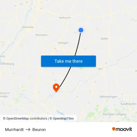Murrhardt to Beuron map