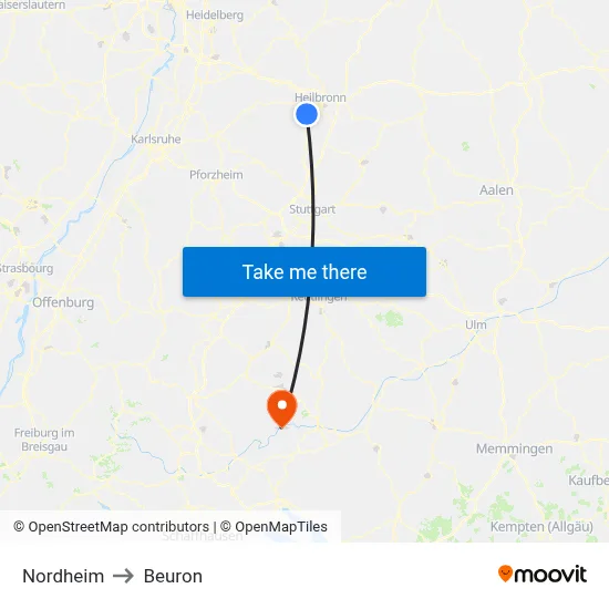 Nordheim to Beuron map