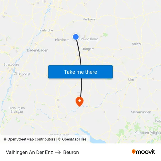 Vaihingen An Der Enz to Beuron map