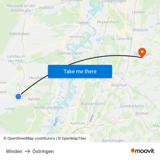 Winden to Östringen map
