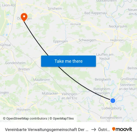 Vereinbarte Verwaltungsgemeinschaft Der Stadt Freiberg am Neckar to Östringen map