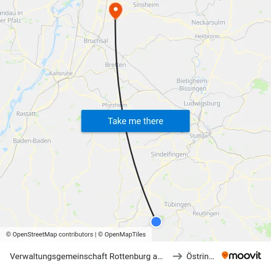 Verwaltungsgemeinschaft Rottenburg am Neckar to Östringen map