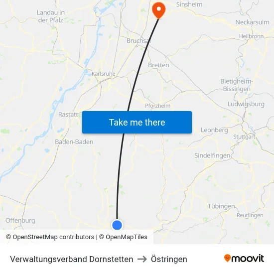 Verwaltungsverband Dornstetten to Östringen map