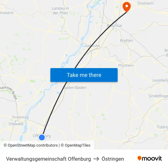 Verwaltungsgemeinschaft Offenburg to Östringen map