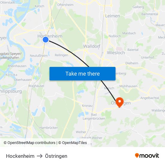 Hockenheim to Östringen map