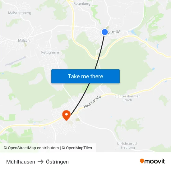 Mühlhausen to Östringen map