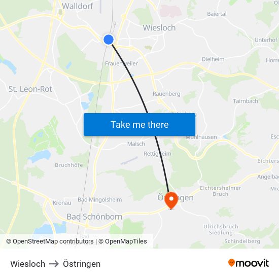 Wiesloch to Östringen map