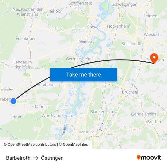 Barbelroth to Östringen map