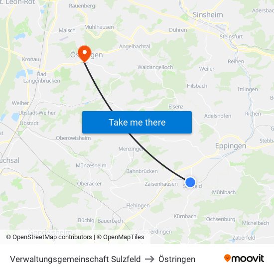 Verwaltungsgemeinschaft Sulzfeld to Östringen map