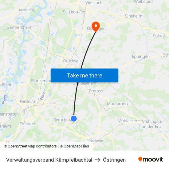 Verwaltungsverband Kämpfelbachtal to Östringen map