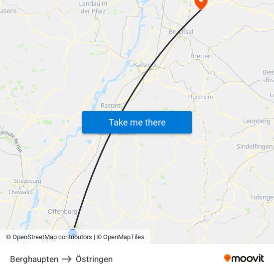 Berghaupten to Östringen map