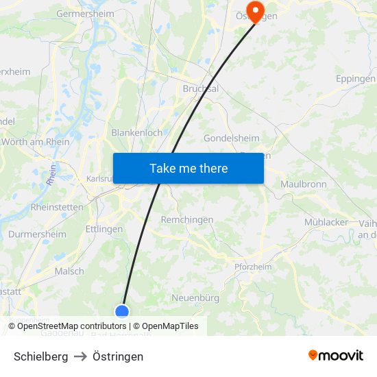 Schielberg to Östringen map