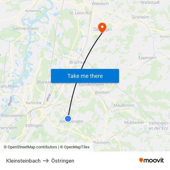 Kleinsteinbach to Östringen map