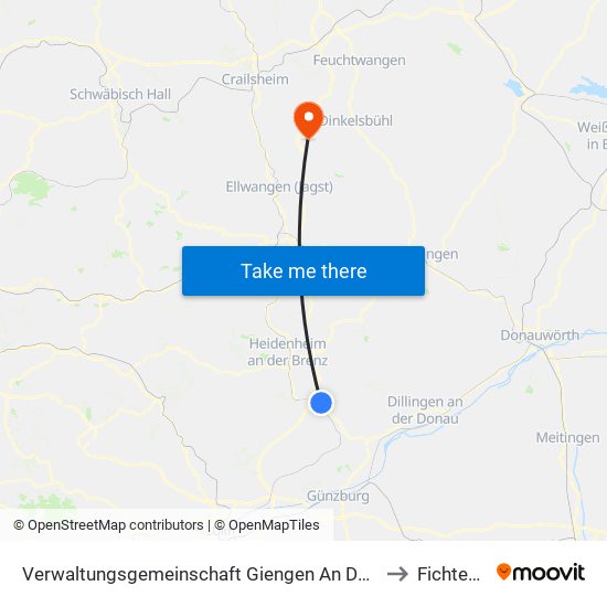 Verwaltungsgemeinschaft Giengen An Der Brenz to Fichtenau map