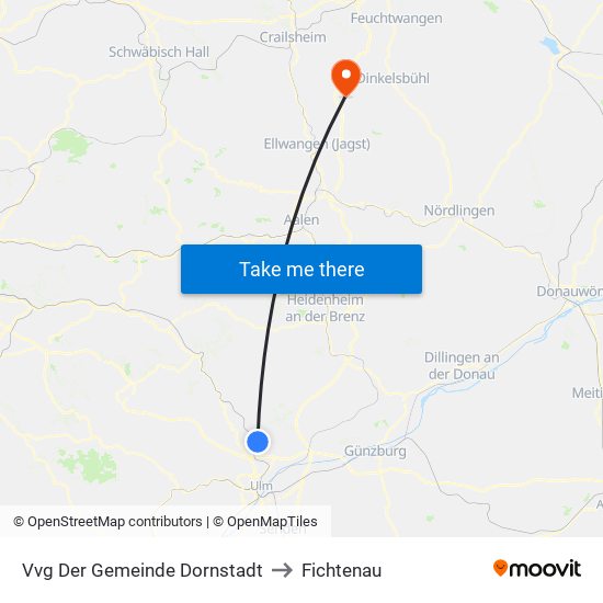 Vvg Der Gemeinde Dornstadt to Fichtenau map