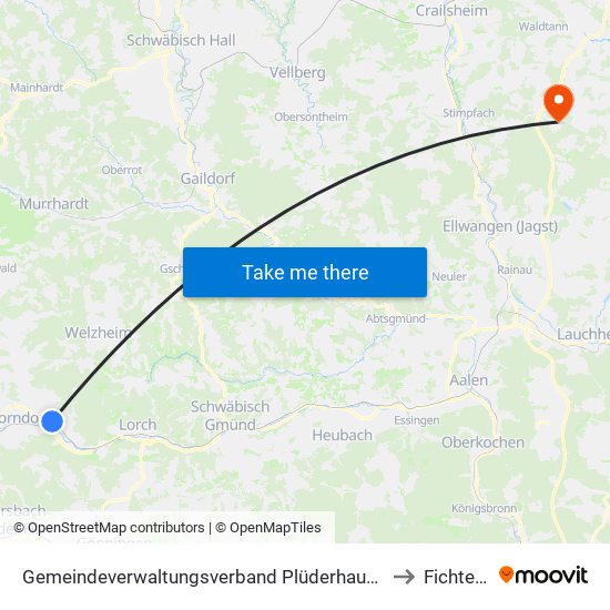 Gemeindeverwaltungsverband Plüderhausen-Urbach to Fichtenau map