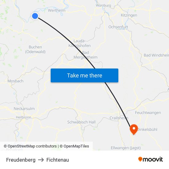 Freudenberg to Fichtenau map