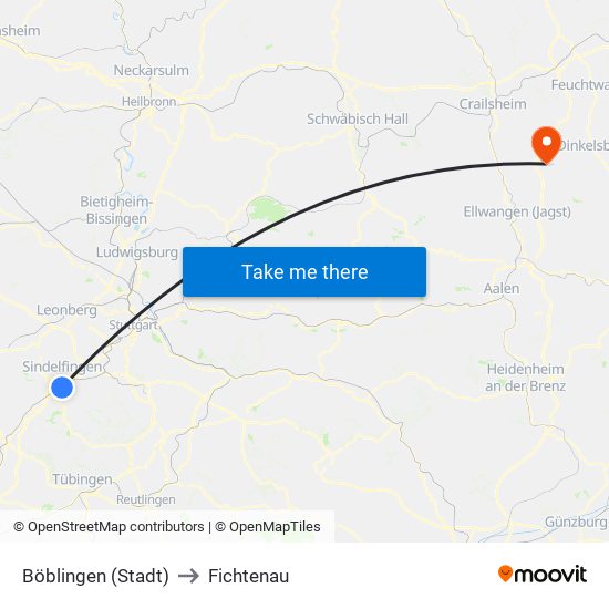 Böblingen (Stadt) to Fichtenau map