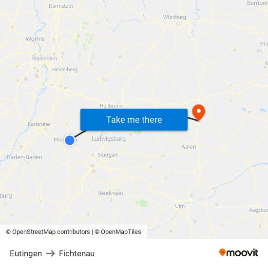 Eutingen to Fichtenau map
