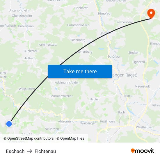 Eschach to Fichtenau map