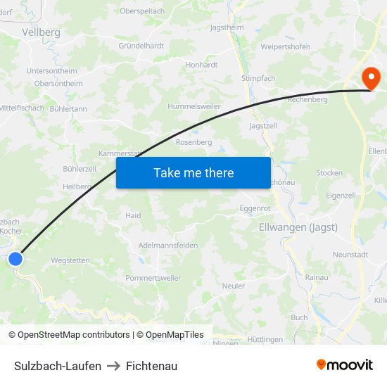 Sulzbach-Laufen to Fichtenau map