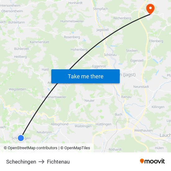 Schechingen to Fichtenau map