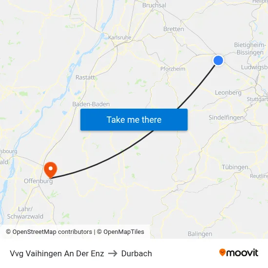 Vvg Vaihingen An Der Enz to Durbach map