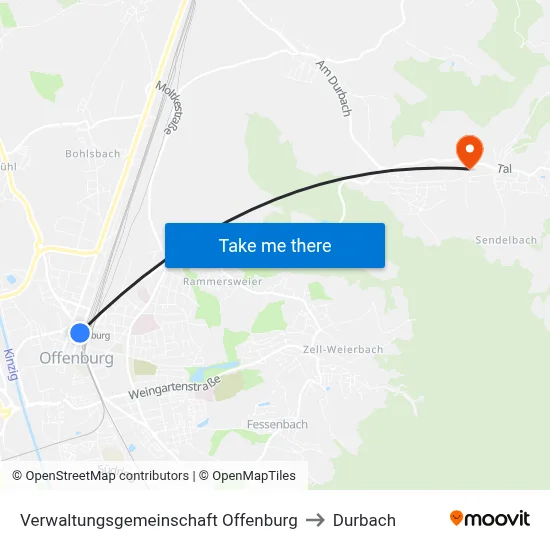 Verwaltungsgemeinschaft Offenburg to Durbach map