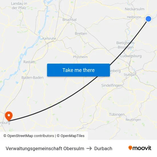 Verwaltungsgemeinschaft Obersulm to Durbach map