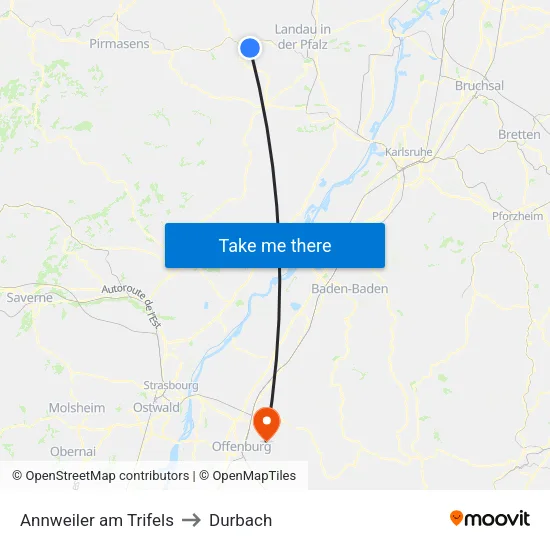 Annweiler am Trifels to Durbach map